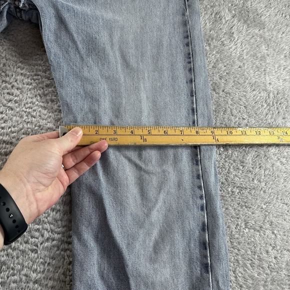 Levi's Mens 505 Blue Jeans Straight Leg Regular Fit 34x34 (33x30) Distressing - Picture 5 of 12